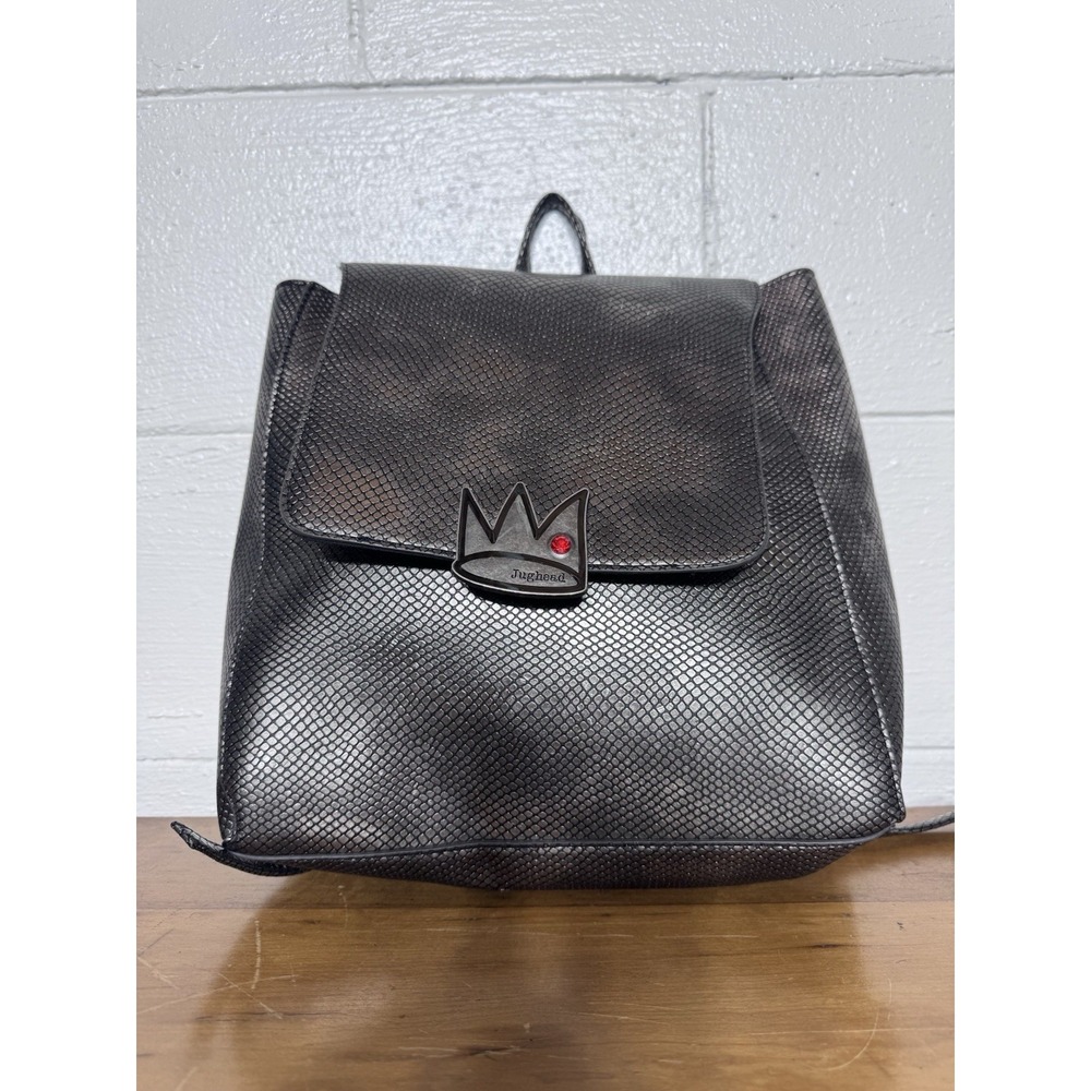 Riverdale Jughead Crown Mini Backpack Gunmetal Snake Embossed Faux Leather